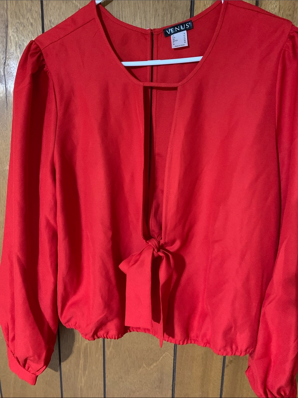 VENUS Bright Red Tie-Front Blouse